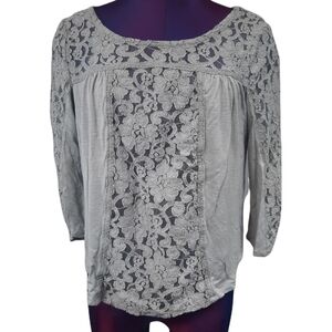 Aeropostale Floral Lace 3/4 Sleeve Blouse Cottagecore Size Large Women's K35